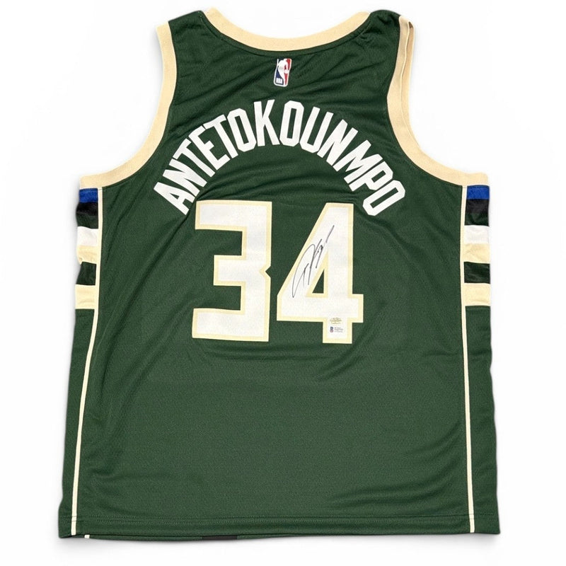 Giannis Antetokounmpo Signed Milwaukee Bucks Nike Jersey Beckett Witness BAS COA