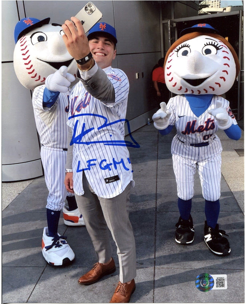 Kevin Parada Signed New York Mets 8x10 Photo  w/ LFGM Beckett Witness BAS COA #1