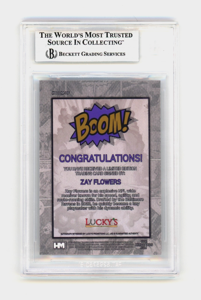 Zay Flowers 2024 Hits Memorabilia BOOM Silver Signed BGS BAS Auto Ravens