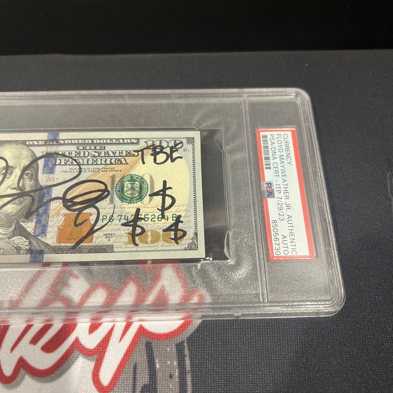 Floyd Mayweather Jr. Signed $100 Bill US Currency x4 Inscription PSA Auth Auto P