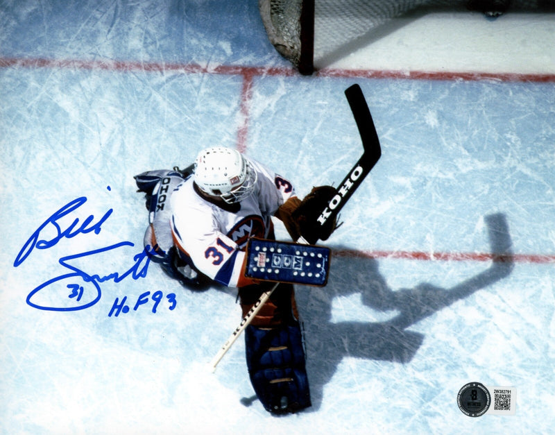 Billy Smith Signed New York Islanders 8x10 Photo w/ HOF 93 Beckett Wit BAS COA