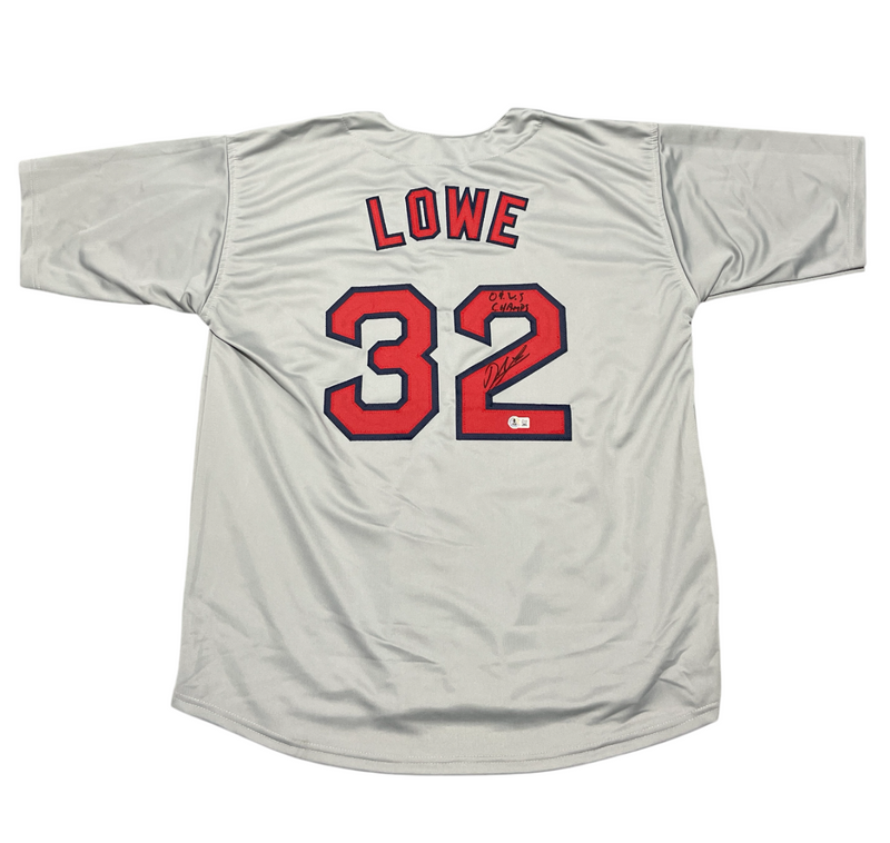 Derek Lowe Signed Boston Red Sox Custom Jersey w/ 04 WS Champs Beckett BAS COA
