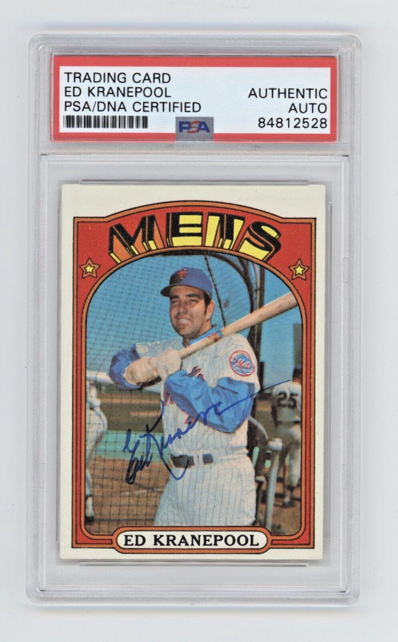 Ed Kranepool 1972 Topps Baseball #181 Signed PSA Authentic Auto New York Mets