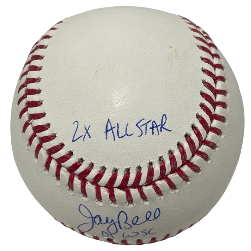 Jay Bell Signed ROMLB Baseball w/ 01 WSC + 2 AS + 93 GG/SS Beckett Wit BAS COA