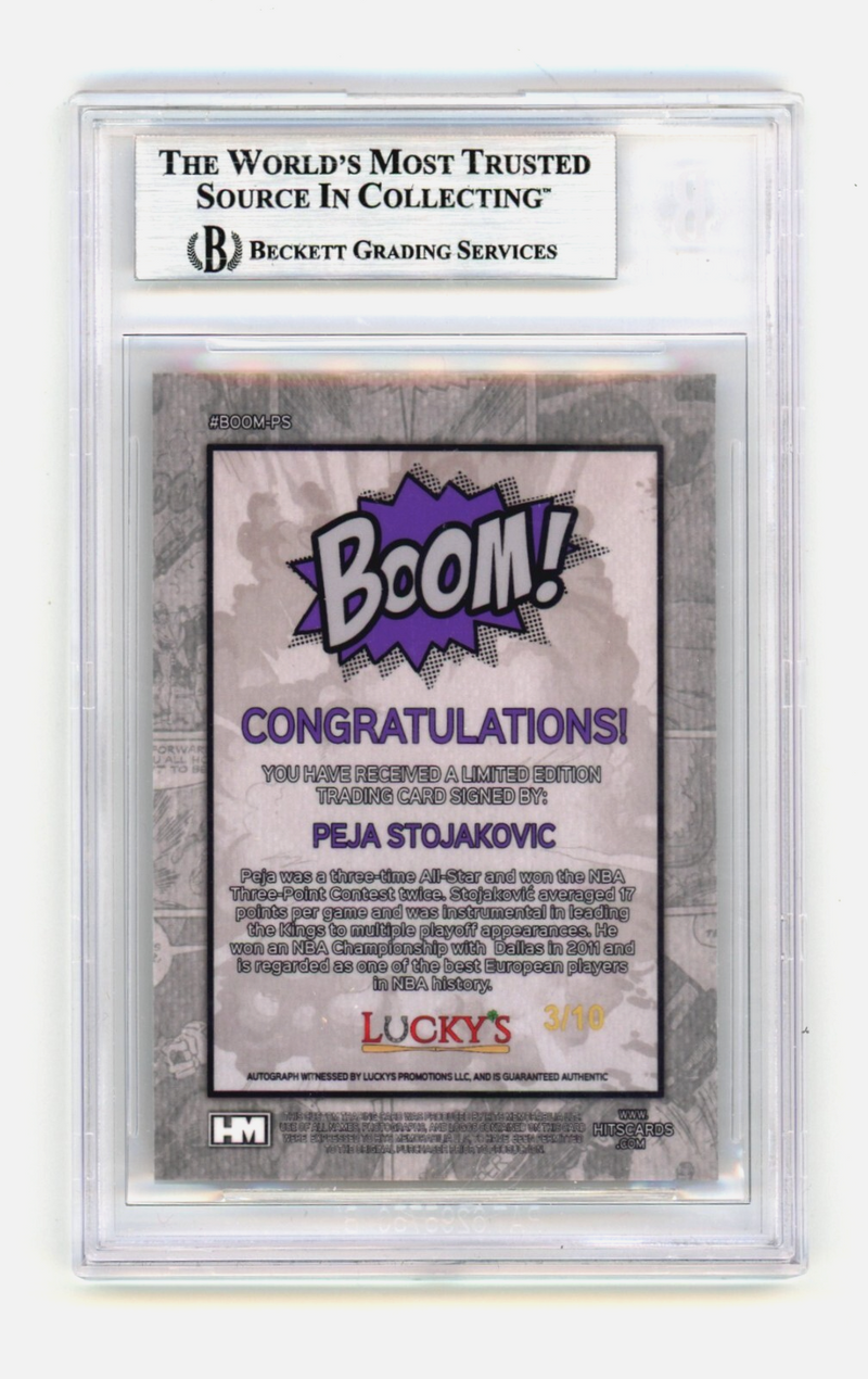 Peja Stojakovic 2024 Hits Memorabilia BOOM Gold /10 Signed BGS BAS Auto Kings