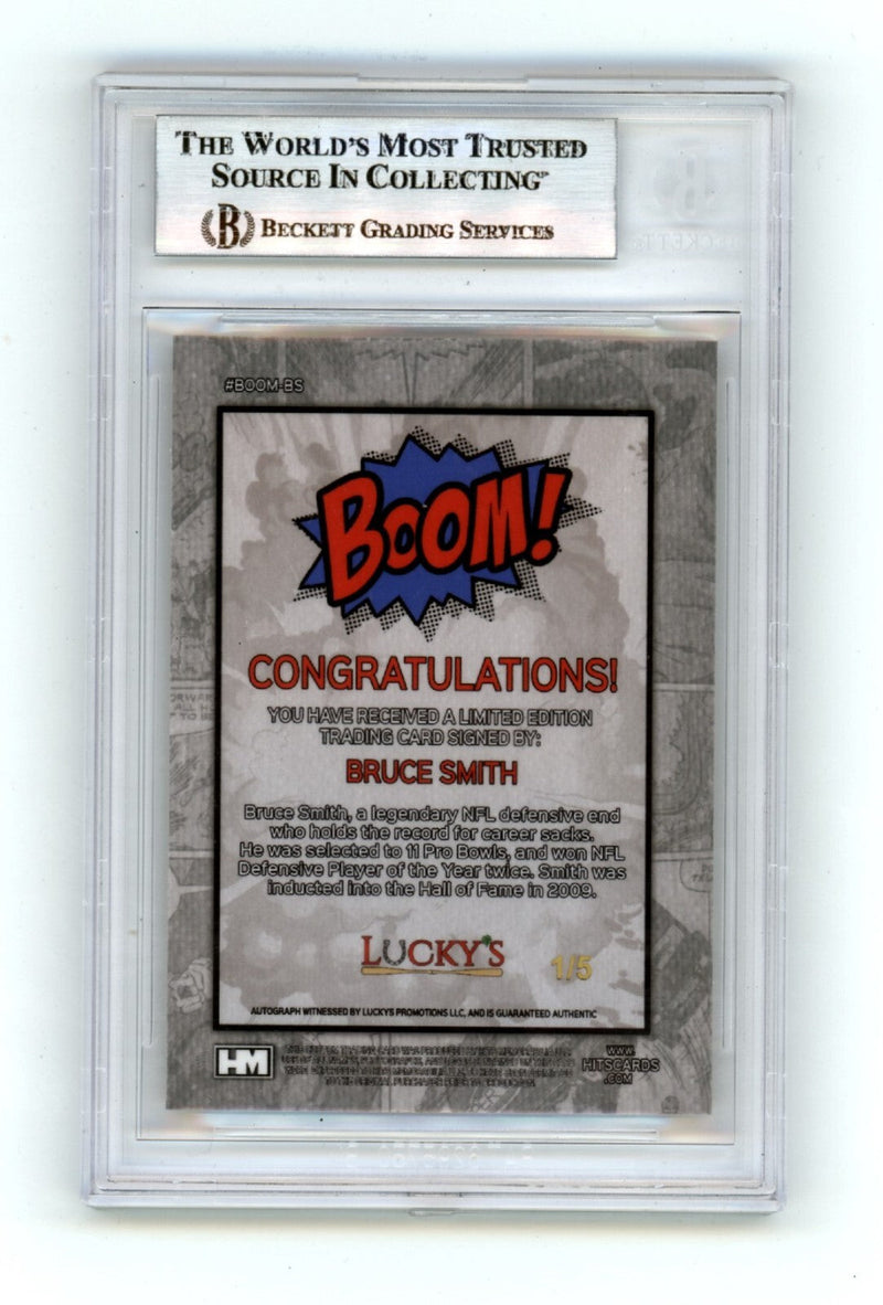 Bruce Smith 2024 Hits Memorabilia BOOM Gold #/5 Signed BGS BAS Auto Bills