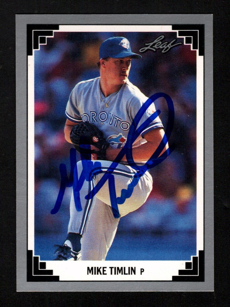 Mike Timlin Signed Auto 1991 Leaf #525 Rookie RC LSCM COA Toronto Blue Jays