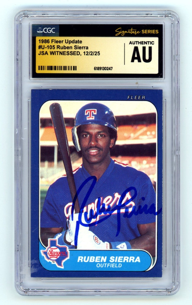 Ruben Sierra 1986 Fleer Update #U-105 Signed Rookie RC JSA CGC Authentic Rangers