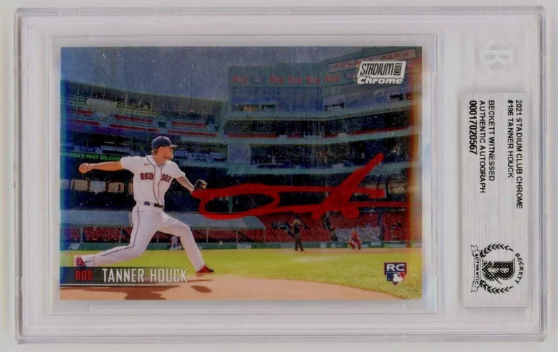 Tanner Houck 2021 Stadium Club Chrome #186 Signed Rookie RC Beckett BAS BGS Auto
