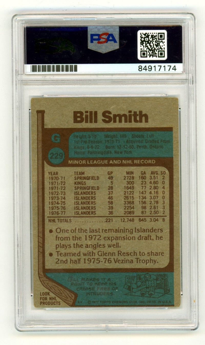 Billy Smith 1977-78 Topps #229 Signed PSA Authentic Blue Auto Islanders HOF