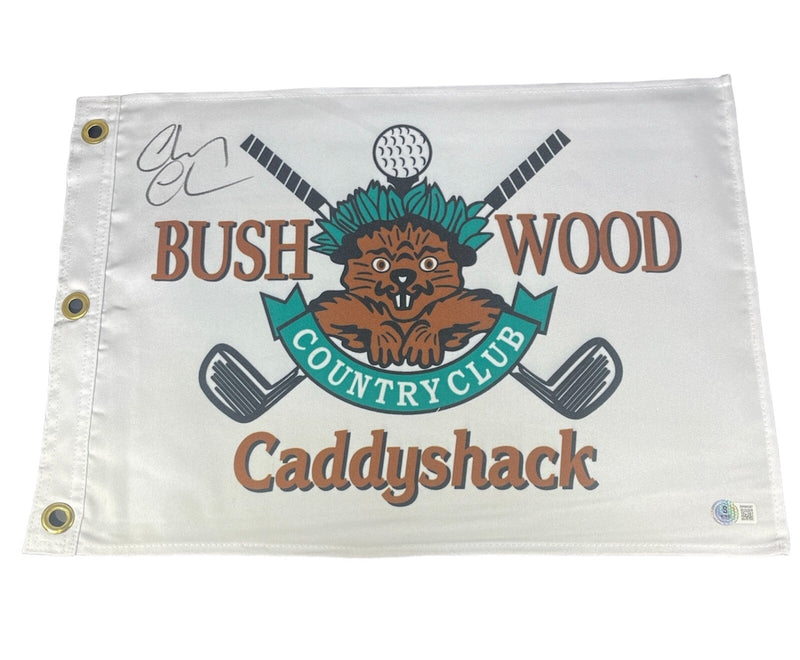 Chevy Chase Signed Auto Caddyshack Bushwood Country Club Golf Flag Beckett COA