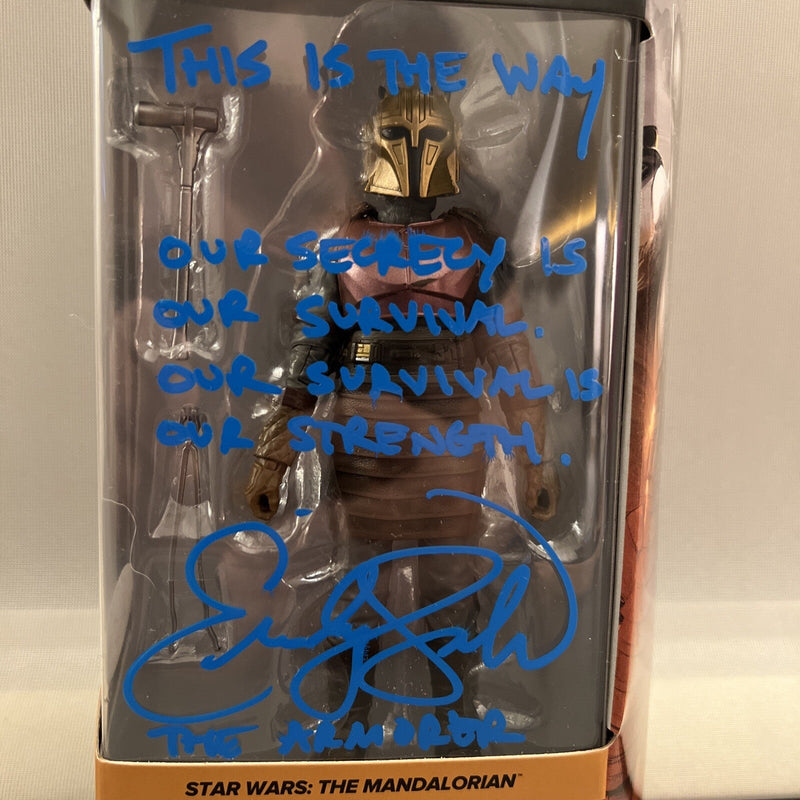 Emily Swallow Signed Auto The Armorer Star Wars Black Series Figure Insc JSA COA