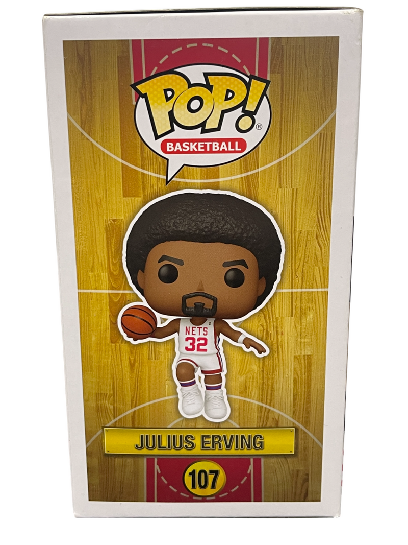 Julius Erving Signed Nets NBA Funko Pop #107 w/ Dr J Ins Beckett Witness BAS COA