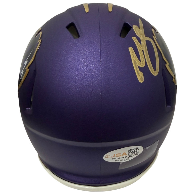 Willis McGahee Signed Baltimore Ravens Alt Purple Mini Helmet JSA Witness COA