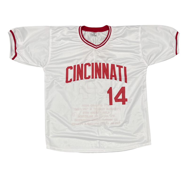 Pete Rose UNSIGNED Cincinnati Reds White Custom Jersey w/ Career Stats Stitched