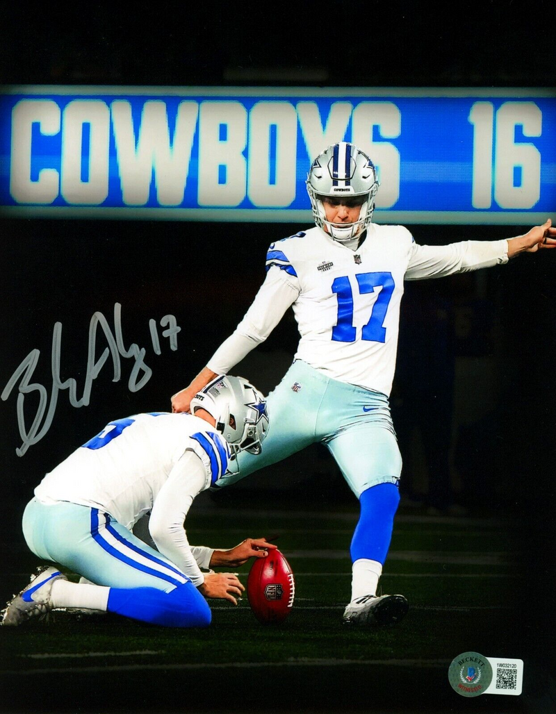 Brandon Aubrey Signed Dallas Cowboys 8x10 Photo Beckett Witness BAS COA #1
