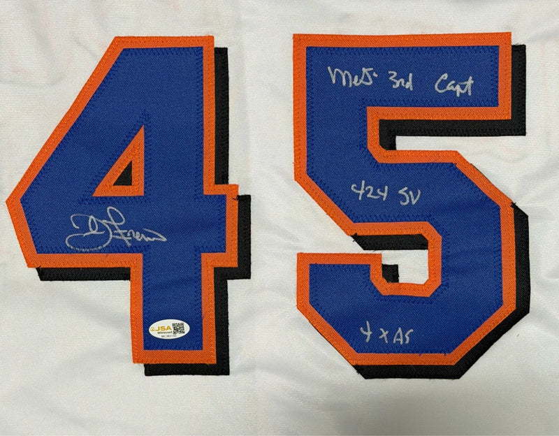 John Franco Signed New York Mets Custom Jersey w/ 3 Insc JSA Witness COA