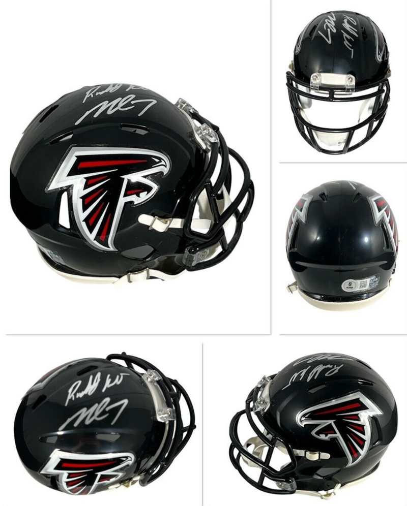 Roddy White & Michael Vick Dual Signed Falcons Mini Helmet Beckett BAS COA