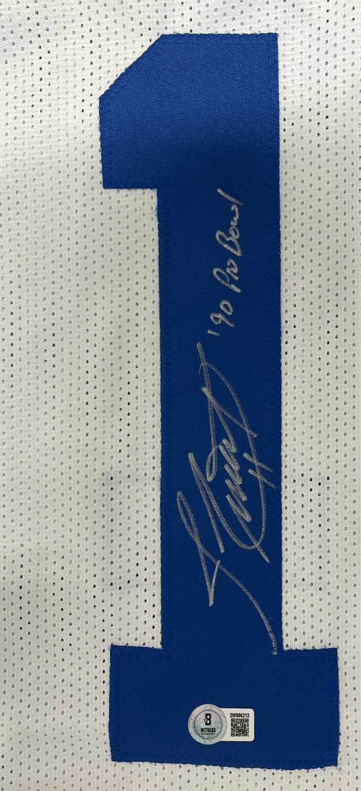 Jim Everett Signed Rams Custom Jersey w/ 90 Pro Bowl Beckett Witness BAS COA