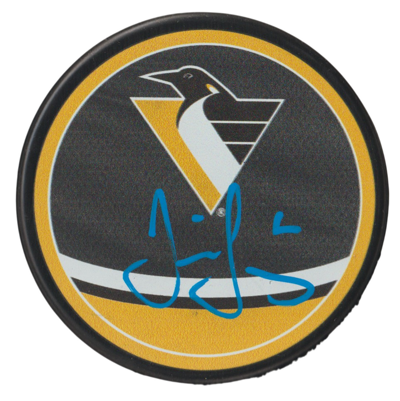 Jaromir Jagr Signed Penguins Reverse Retro Puck Beckett Witness BAS COA