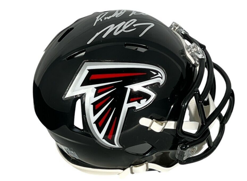 Roddy White & Michael Vick Dual Signed Falcons Mini Helmet Beckett BAS COA
