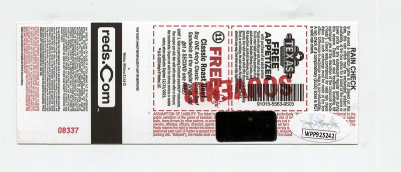 Jonathan India Signed Auto MLB Debut Ticket 4/1/2021 JSA W COA & Exclusive HOLO