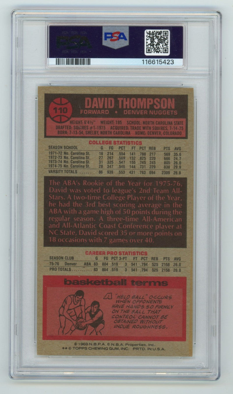 David Thompson 1976-77 Topps 110 Tall Boy RC Signed w/ HOF 96 PSA Authentic Auto