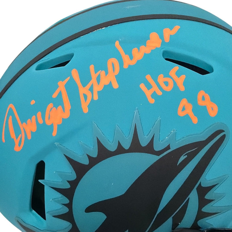 Dwight Stephenson Signed Dolphins Rave Mini Helmet w/ HOF 98 JSA Witness COA