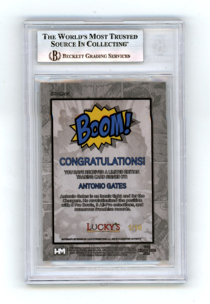 Antonio Gates 2024 Hits Memorabilia BOOM Gold #/10 Signed BGS BAS Auto Chargers