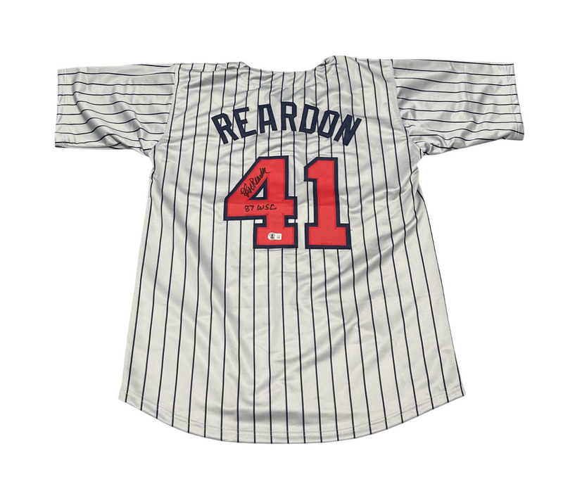 Jeff Reardon Signed Minnesota Twins Custom Jersey w/ 87 WSC Beckett Wit BAS COA