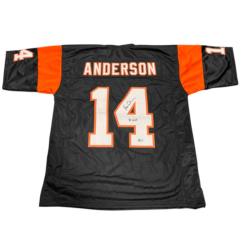 Ken Anderson Signed Bengals Custom Jersey w/ 81 MVP Beckett Witness BAS COA