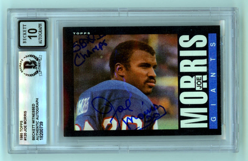 Joe Morris 1985 Topps #120 Signed w/ SBXXI Champs! Insc. Beckett BGS 10 Auto
