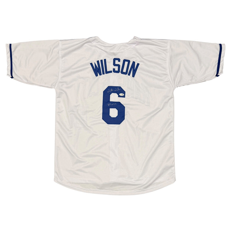 Willie Wilson Signed Kansas City Royals Custom Jersey w/ 85 WSC JSA Witness COA