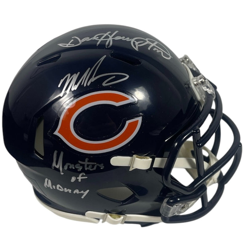 Dan Hampton & Mike Singletary Dual Signed Bears Mini Helmet w/ Insc BAS COA