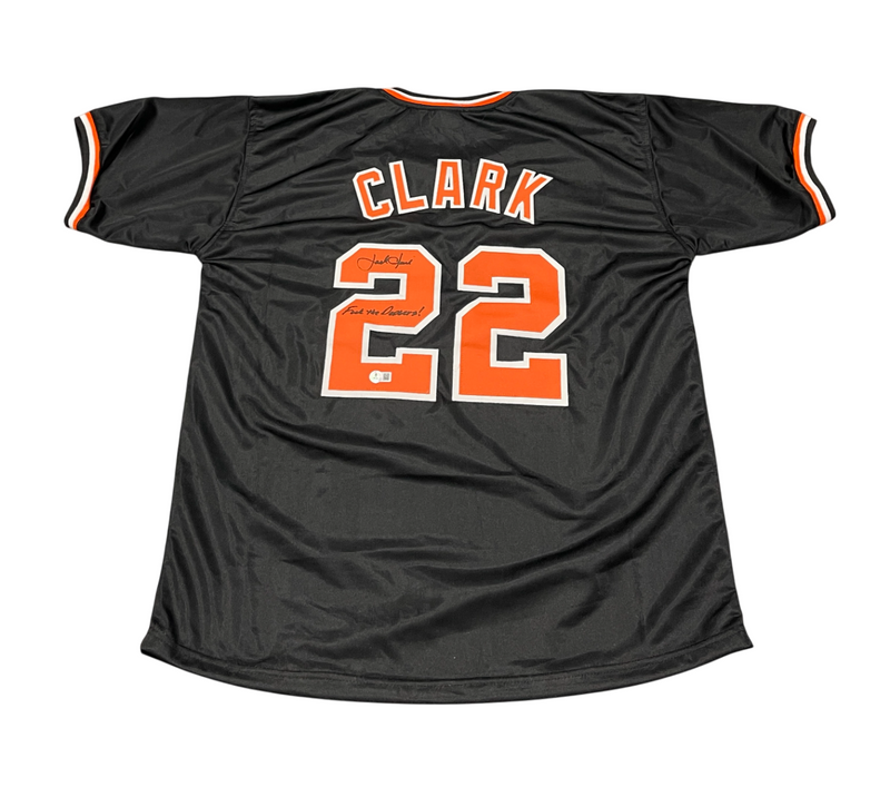 Jack Clark Signed SF Giants Custom Jersey w/ F**k the Dodgers Beckett W BAS COA