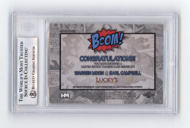 Warren Moon & Earl Campbell 2024 Hits BOOM Super #1/1 Dual Signed BGS BAS Auto