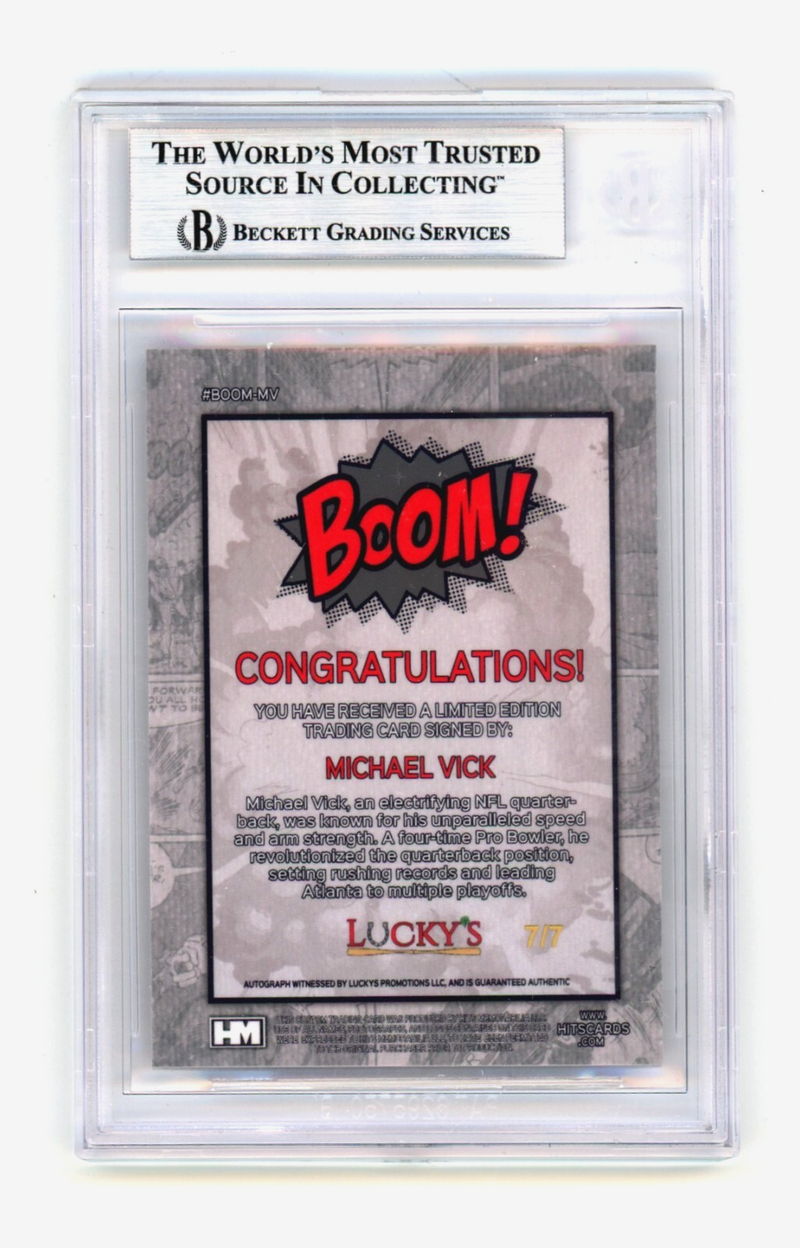 Michael Vick 2024 Hits Memorabilia BOOM Red JSY # 7/7 Signed BGS BAS Auto