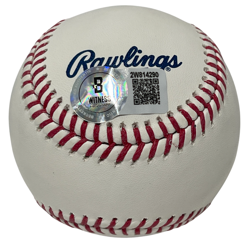 Andre Dawson Signed HOF ROMLB Baseball w/ The Hawk Beckett Witness BAS COA