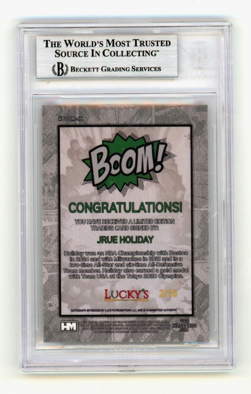 Jrue Holiday 2024 Hits Memorabilia BOOM Gold /10 Signed BGS BAS Auto Boston