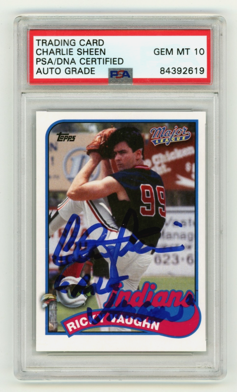 Charlie Sheen 2014 Topps Archives Major League Wild Thing PSA  10 Auto R. Vaughn