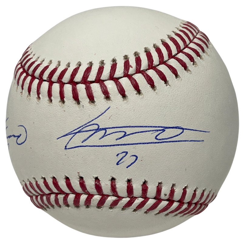Vladimir Guerrero Jr & Sr Dual Signed Rawlings ROMLB Baseball PSA COA