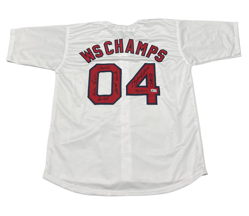 2004 Boston Red Sox Team Signed Custom Jersey w/ 10 Sigs Beckett Witness BAS COA