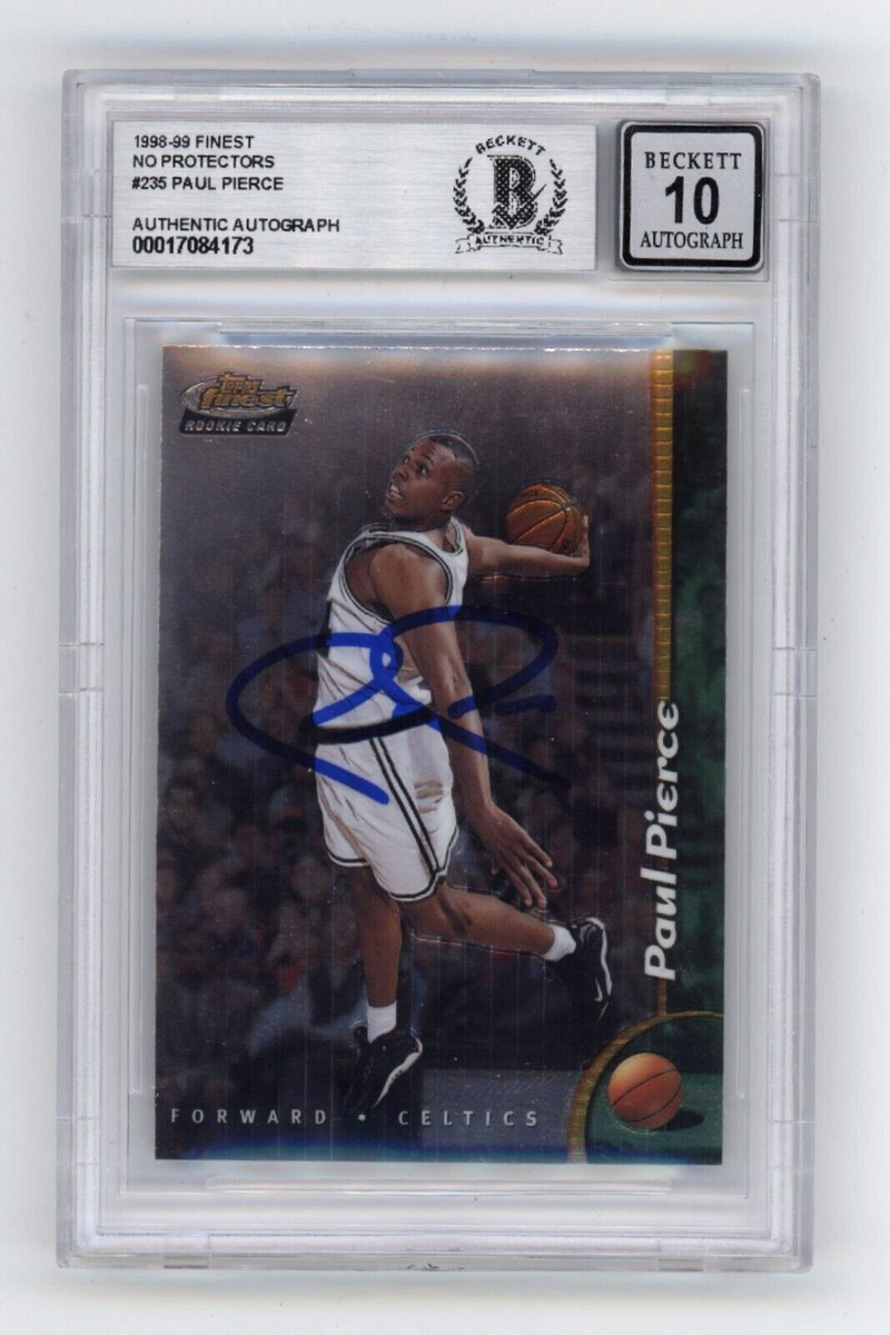 Paul Pierce 1998-99 Topps Finest #235 Rookie RC Signed Beckett BAS BGS 10 Auto