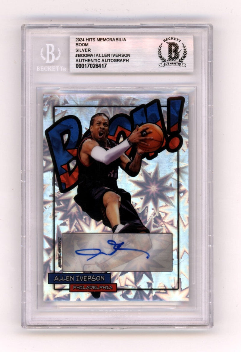 Allen Iverson 2024 Hits Memorabilia BOOM Silver Jersey # 3/3 Signed BGS BAS Auto