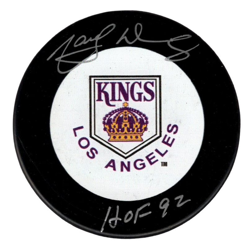 Marcel Dionne Signed Auto LA Kings Puck w/ HOF 92 Beckett Witness BAS COA White