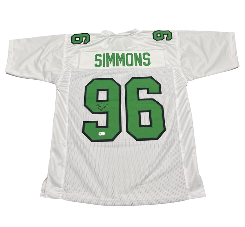 Clyde Simmons Signed Philadelphia Eagles Custom Jersey Beckett Witness BAS COA