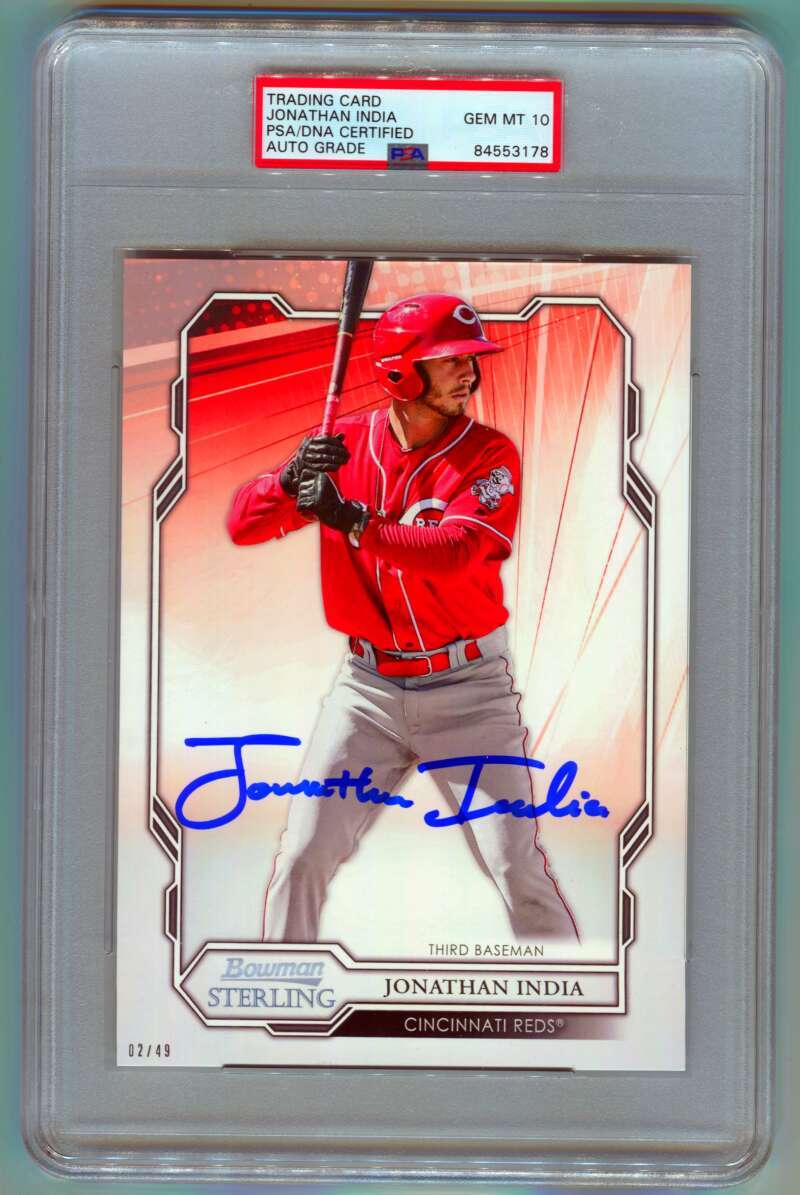 Jonathan India 2019 Bowman Sterling 5x7 Oversized #/49 RC Signed PSA 10 Auto RC