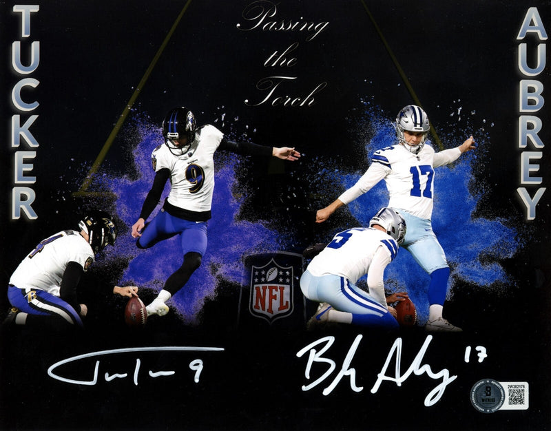 Justin Tucker & Brandon Aubrey Dual Signed 8x10 Photo Becket Witness BAS COA