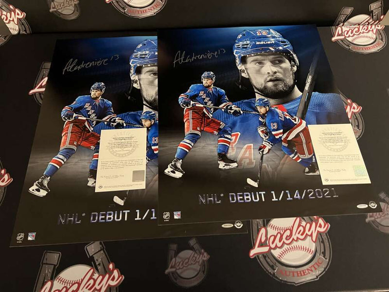 Alexis Lafreniere Signed 20x24 Photo NHL Debut Upper Deck UDA COA NY Rangers