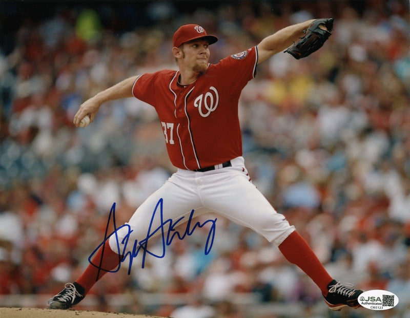 Stephen Strasburg Signed Autographed Washington Nationals 8x10 Photo JSA COA